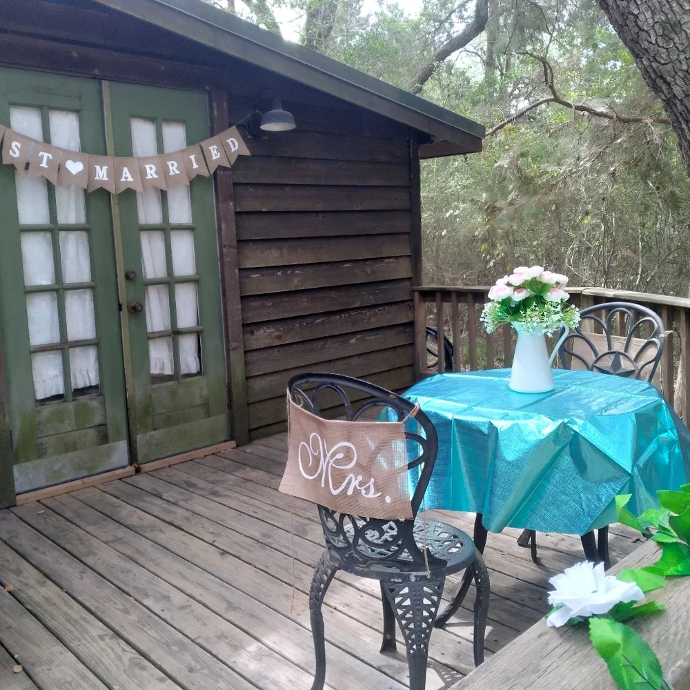 Just married & Mrs. & Mr. white on burlap flags rustic wedding decorations